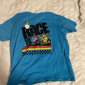 bright blue mario cart baby tee